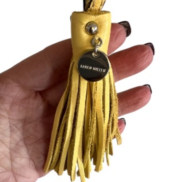 Karen Millen Yellow Leather Metal Studded Belt Size 2 Adjustable up to 36" Waist - Picture 4 of 9